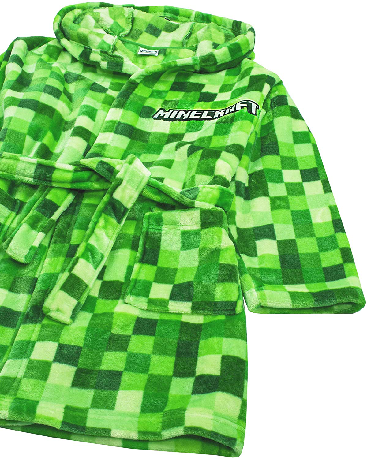 Minecraft Dressing Gown Pixelated Creeper Gamer Gift Boys Bathrobe Apparel & Accessories > Clothing > Sleepwear & Loungewear > Robes Kylie Max   