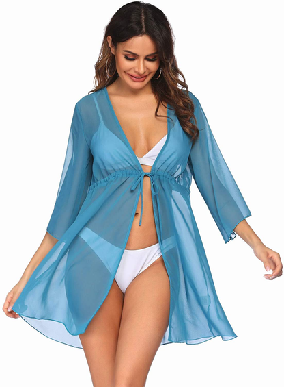 Ekouaer Cover up Women Bathing Suit Coverups Short Swim Cardigan Chiffon Pool Kimino Sheer Bikini Beachdress Apparel & Accessories > Clothing > Swimwear Kylie Max   