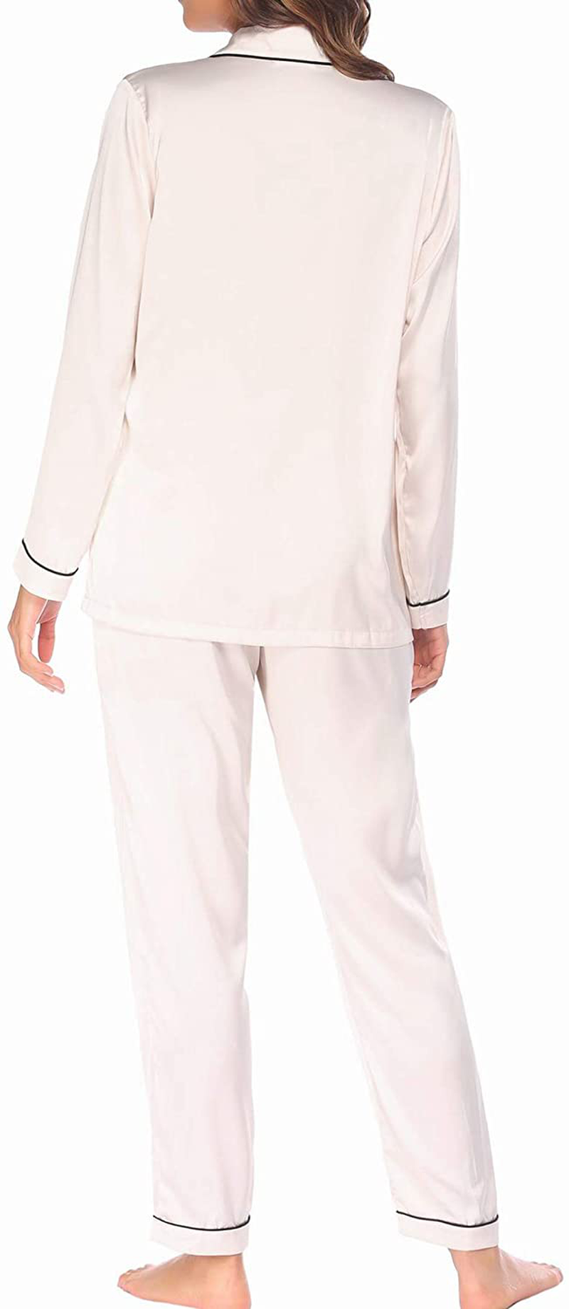 Ekouaer Satin Pajamas Women’S Long Sleeve Sleepwear Silk Soft Button down Loungewear Pjs Set S-XXL Apparel & Accessories > Clothing > Sleepwear & Loungewear > Pajamas Kylie Max   
