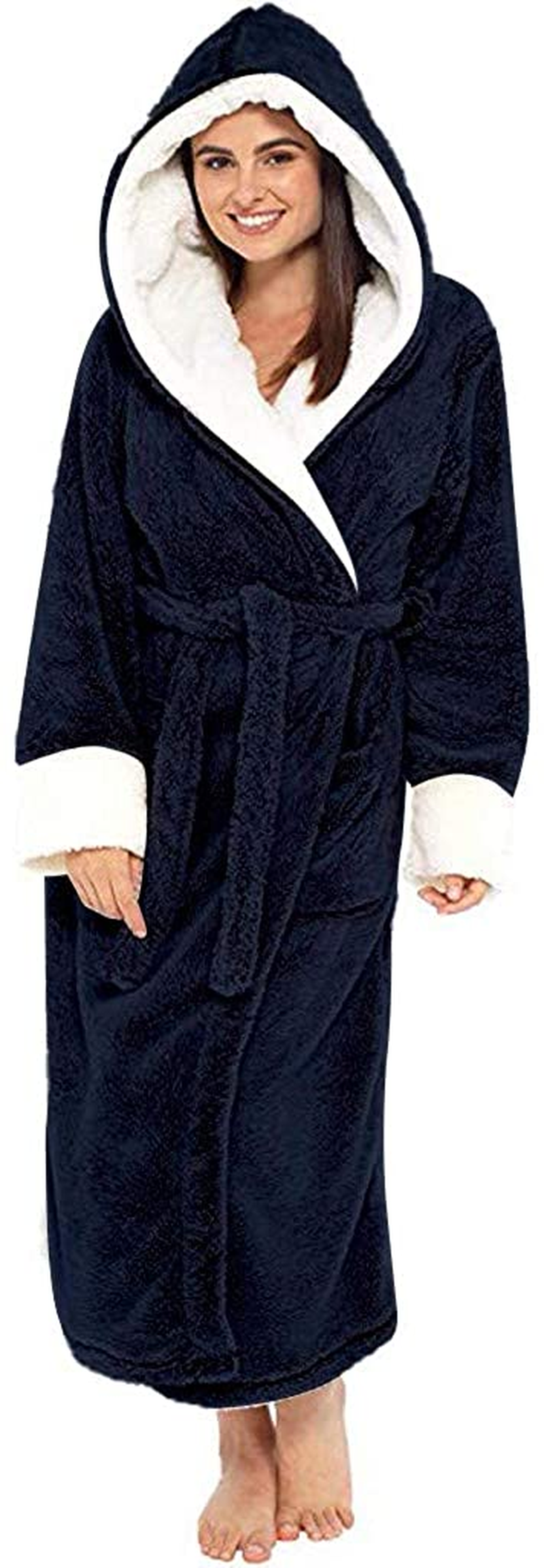 Women'S Autum Winter plus Size Hooded Jumpsuit Pajamas Robe,Loose Long Bathrobe Sleepwear Loungewear Negligees Nightgowns Apparel & Accessories > Clothing > Underwear & Socks > Shapewear AKshehe #2dark Blue Medium 