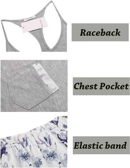 Ekouaer Pajamas Women's Cami Pajama Set Sleeveless Sleepwear Racerback PJ Sets Soft Tank Top Set with Shorts Apparel & Accessories > Clothing > Sleepwear & Loungewear > Pajamas Ekouaer   