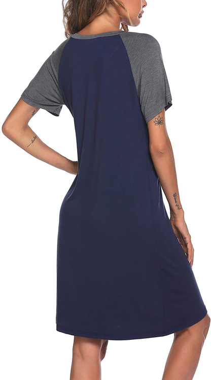 Ekouaer Womens Nightgowns Short Sleeve Nightshirts Printed Sleepwear Soft Sleep Shirts S-3XL Apparel & Accessories > Clothing > Sleepwear & Loungewear > Nightgowns Kylie Max   