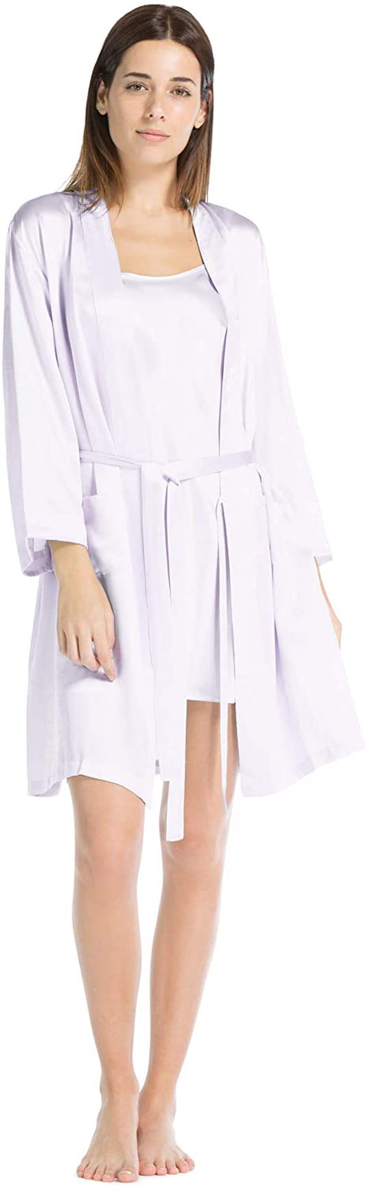 Fishers Finery Women'S 100% Pure Mulberry Silk Mid-Length Robe with Pockets Apparel & Accessories > Clothing > Sleepwear & Loungewear > Robes Fishers Finery   