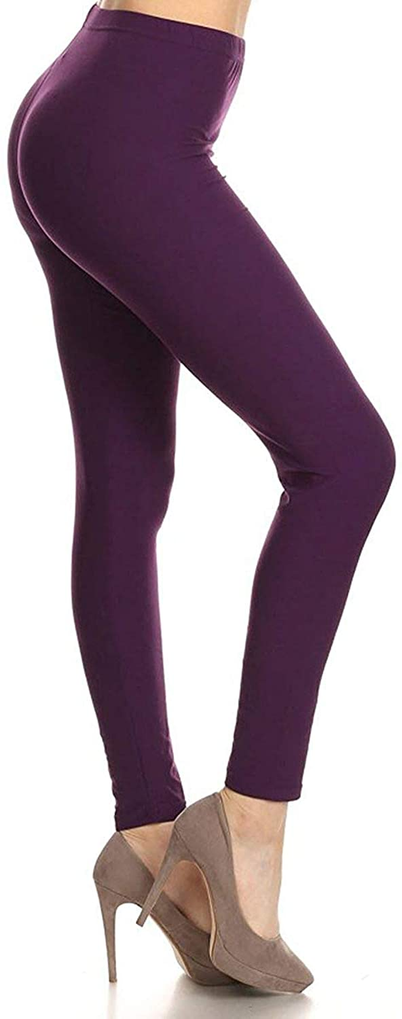 Leggings Depot Cotton Women'S Premium Quality Ultra Soft Solid Leggings Apparel & Accessories > Clothing > Underwear & Socks > Shapewear LEGGINGS DEPOT Purple 1X-3X 