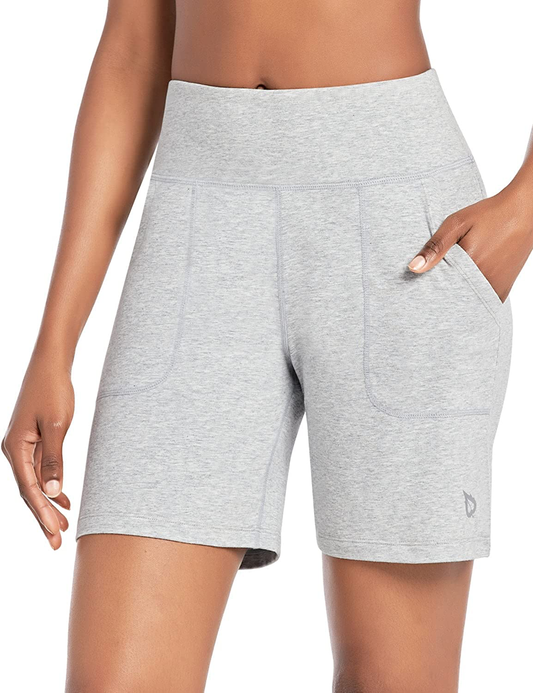 BALEAF Women'S 7" Athletic Long Shorts High Waisted Running Bermuda Shorts with Pockets Apparel & Accessories > Clothing > Shorts Kylie Max   