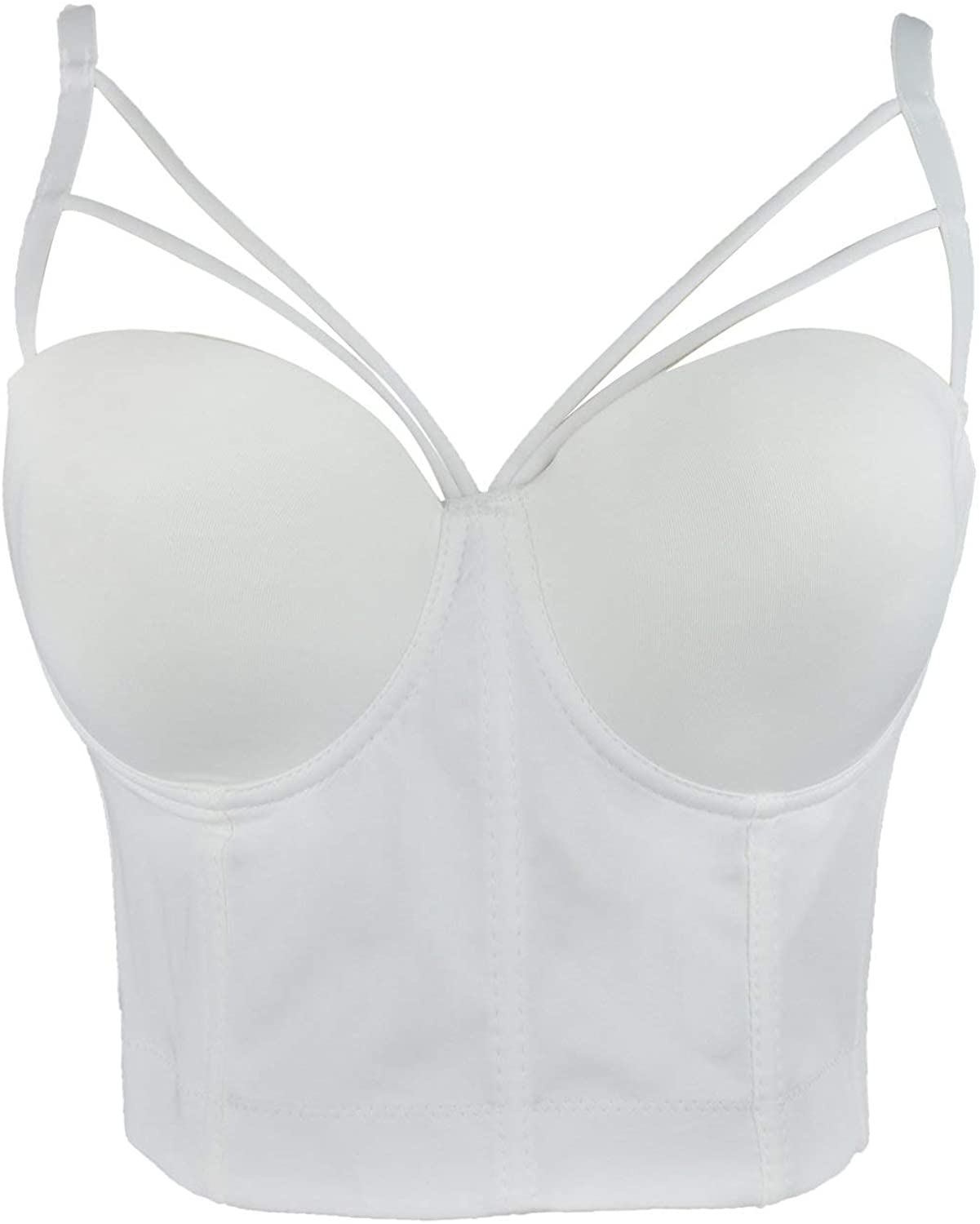 ELLACCI Women'S Sexy Cut Cross Strappy Gothic Bustier Tops Caged Cropped Top Apparel & Accessories > Clothing > Underwear & Socks > Lingerie ELLACCI   