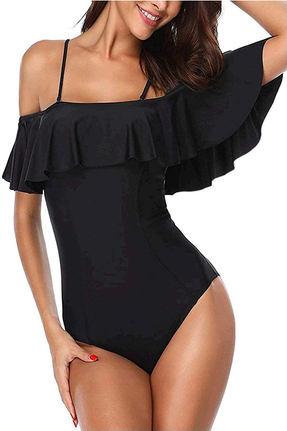 Women One Piece Bathing Suit Printed Shoulder Straps Ruched Swimwear Bikini S. Apparel & Accessories > Clothing > Swimwear Kylie Max   