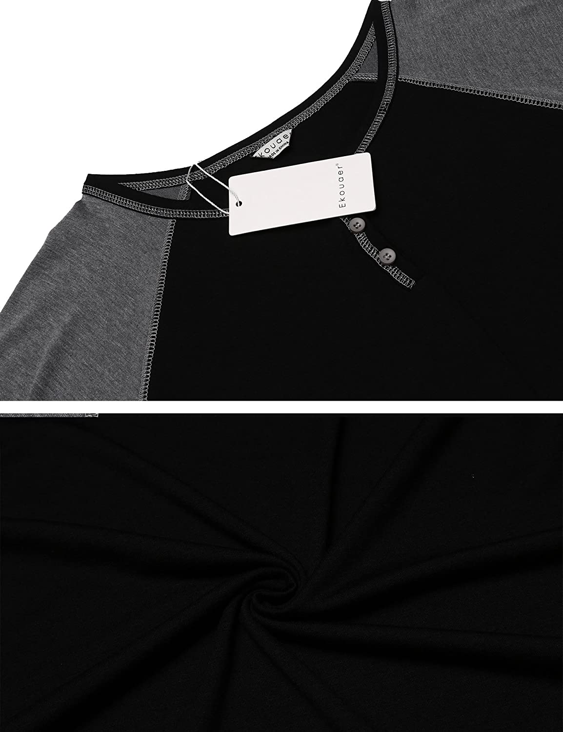 Ekouaer Sleepwear Men'S Nightshirt Casual Long Sleeve Pajamas Comfy Loose Long Henley Sleep Shirt S-XXL Apparel & Accessories > Clothing > Sleepwear & Loungewear > Nightgowns Kylie Max   