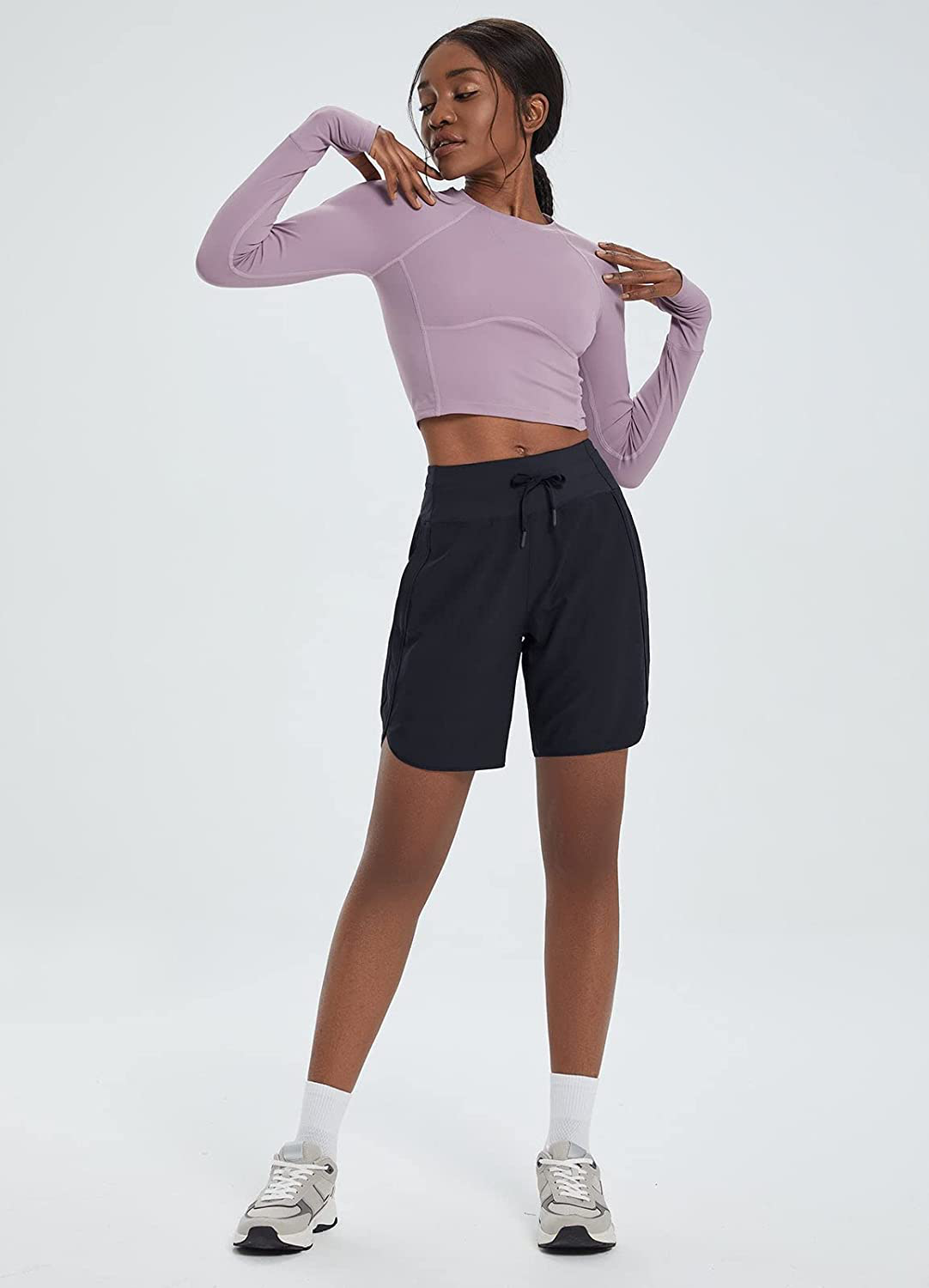 BALEAF Women'S 7" Long Shorts Lightweight for Running Workout Hiking Unlined Zipper Pocket Quick Dry Apparel & Accessories > Clothing > Shorts Kylie Max   