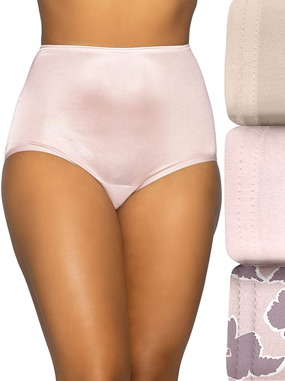 Vanity Fair Women'S Perfectly Yours Traditional Brief Panties Apparel & Accessories > Clothing > Underwear & Socks > Underwear Vanity Fair Nylon - 3 Pack - Fawn/Quartz/Flirty Flower Print Nylon 9