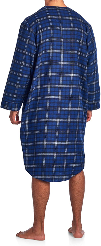 Ashford & Brooks Mens Flannel Plaid Long Sleep Shirt Henley Nightshirt Apparel & Accessories > Clothing > Sleepwear & Loungewear > Nightgowns Kylie Max   