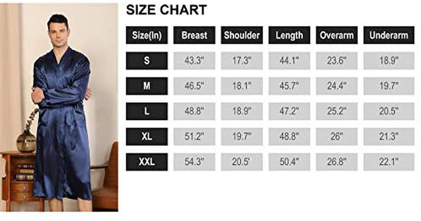 Elountik Men'S V Neck Satin Robe Kimono Long Bathrobe Pajamas Nightgown Sleepwear Christmas Robe for Wedding Party Apparel & Accessories > Clothing > Sleepwear & Loungewear > Robes Kylie Max   