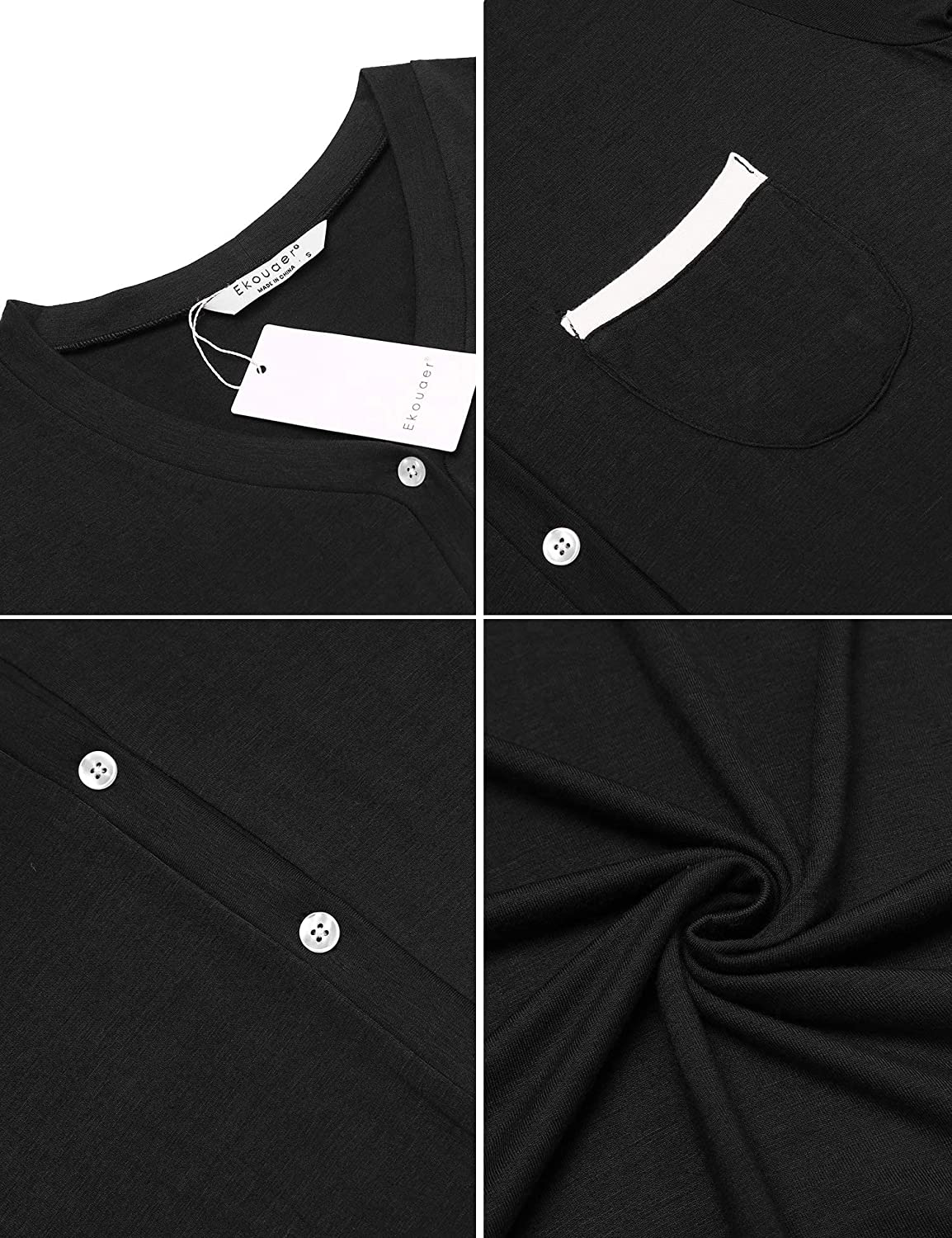 Ekouaer Short Sleeve Nightgowns for Women, Women'S Button down Sleepwear Classical Sleep Shirt Dress Apparel & Accessories > Clothing > Sleepwear & Loungewear > Nightgowns Kylie Max   
