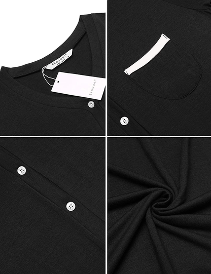 Ekouaer Short Sleeve Nightgowns for Women, Women'S Button down Sleepwear Classical Sleep Shirt Dress Apparel & Accessories > Clothing > Sleepwear & Loungewear > Nightgowns Kylie Max   