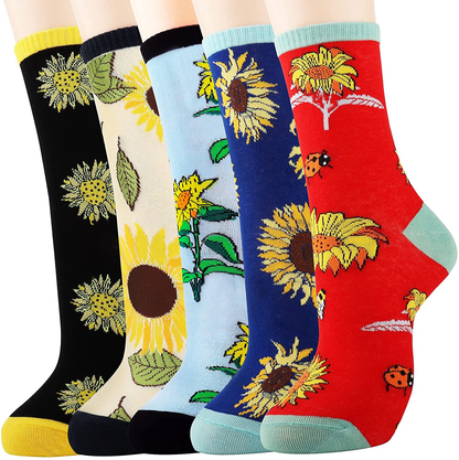 Jeasona Women's Fun Socks Cute Cat Animals Funny Funky Novelty Cotton Gifts Arts & Entertainment > Party & Celebration > Gift Giving Jeasona Multicolored Sunflower  