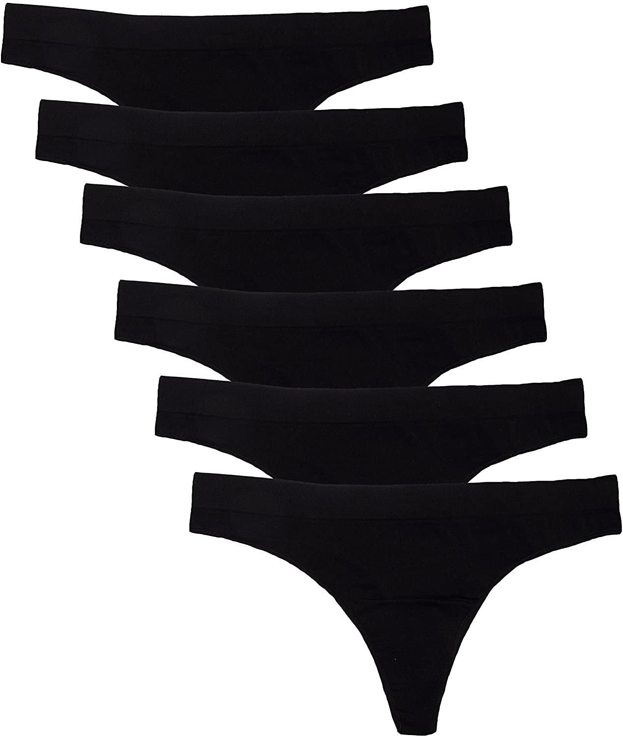 Kalon 6 Pack Women's Nylon Spandex Thong Underwear Apparel & Accessories > Clothing > Underwear & Socks > Underwear Kalon Black X-Small 
