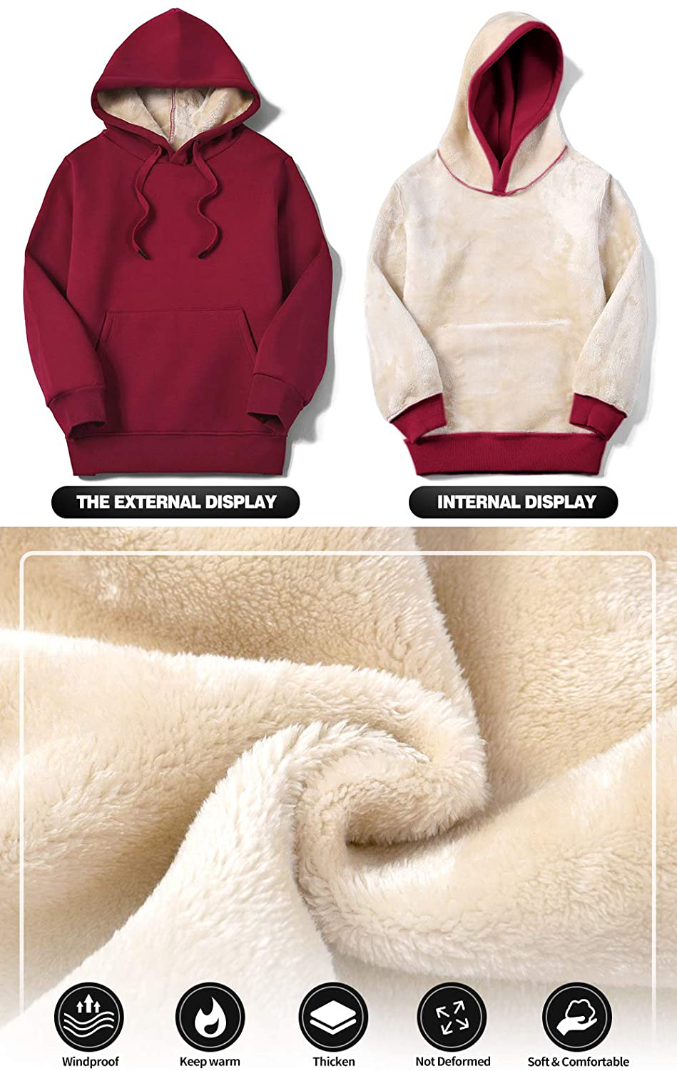 Theast Womens Winter Casual Warm Fleece Sherpa Lined Pullover Hooded Sweatshirt, Hoodies Sweatshirt for Women Apparel & Accessories > Clothing > Activewear Kylie Max   