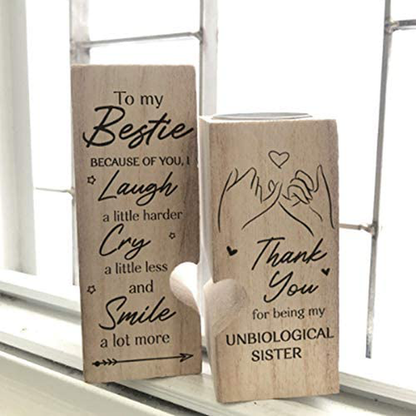 LEFUYAN to My Bestie Candle Holder -Because of You I Laugh Smile More Cry Less Thank You for Being My Unbiological Sister Women Teen Girl Friend Personalized Custom Friendship Christmas Birthday Gift Arts & Entertainment > Party & Celebration > Gift Giving LEFUYAN   