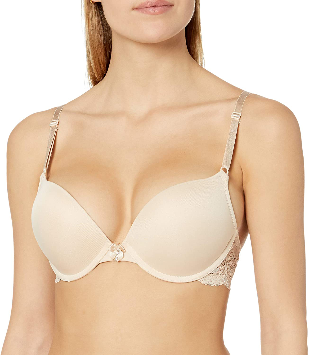 Smart & Sexy Women's Maximum Cleavage Underwire Push up Bra Apparel & Accessories > Clothing > Underwear & Socks > Bras Smart & Sexy In the Buff With Lace Wings 36C 