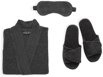 Barefoot Dreams Cozychic Ultra Lite Luxury Spa Set, Wedding Gift Apparel & Accessories > Clothing > Sleepwear & Loungewear > Robes Barefoot Dreams Faded Black Small 
