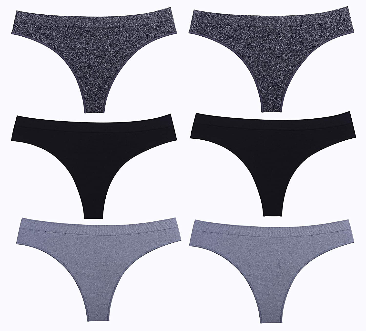 Imakokoni Seamless Thongs for Women No Show 6 Pack Women's Nylon Spandex Thong Underwear Apparel & Accessories > Clothing > Underwear & Socks > Underwear imakokoni   