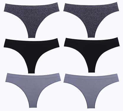Imakokoni Seamless Thongs for Women No Show 6 Pack Women's Nylon Spandex Thong Underwear Apparel & Accessories > Clothing > Underwear & Socks > Underwear imakokoni   
