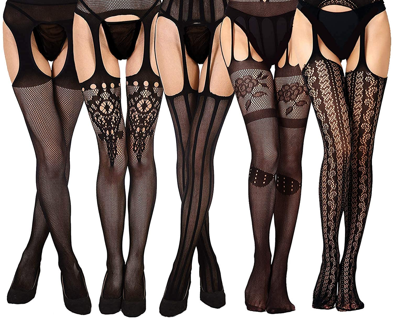Fullsexy plus Size Fishnet Stockings, Fishnet Tights Thigh High Stockings Pantyhose for Women Apparel & Accessories > Clothing > Underwear & Socks > Shapewear FULLSEXY A4-5 Pack  