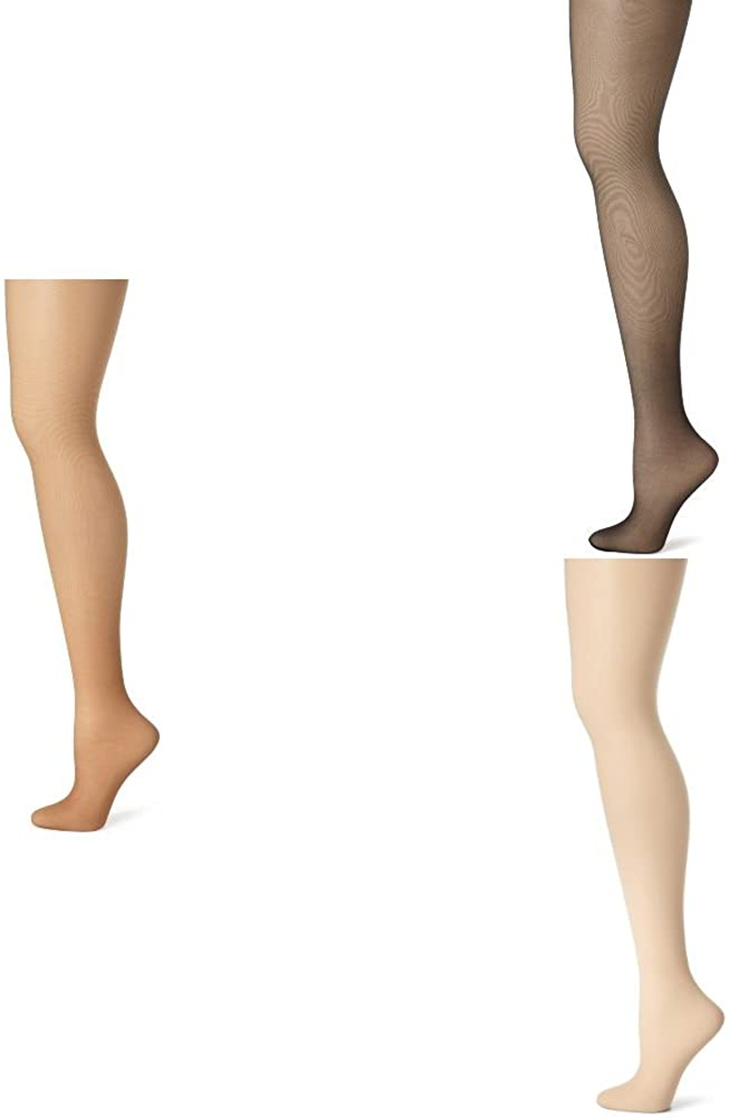 Hanes Women'S Control Top Sheer Toe Silk Reflections Panty Hose Apparel & Accessories > Clothing > Underwear & Socks > Shapewear Hanes Barely There/Jet/Travel Buff 3 E-F