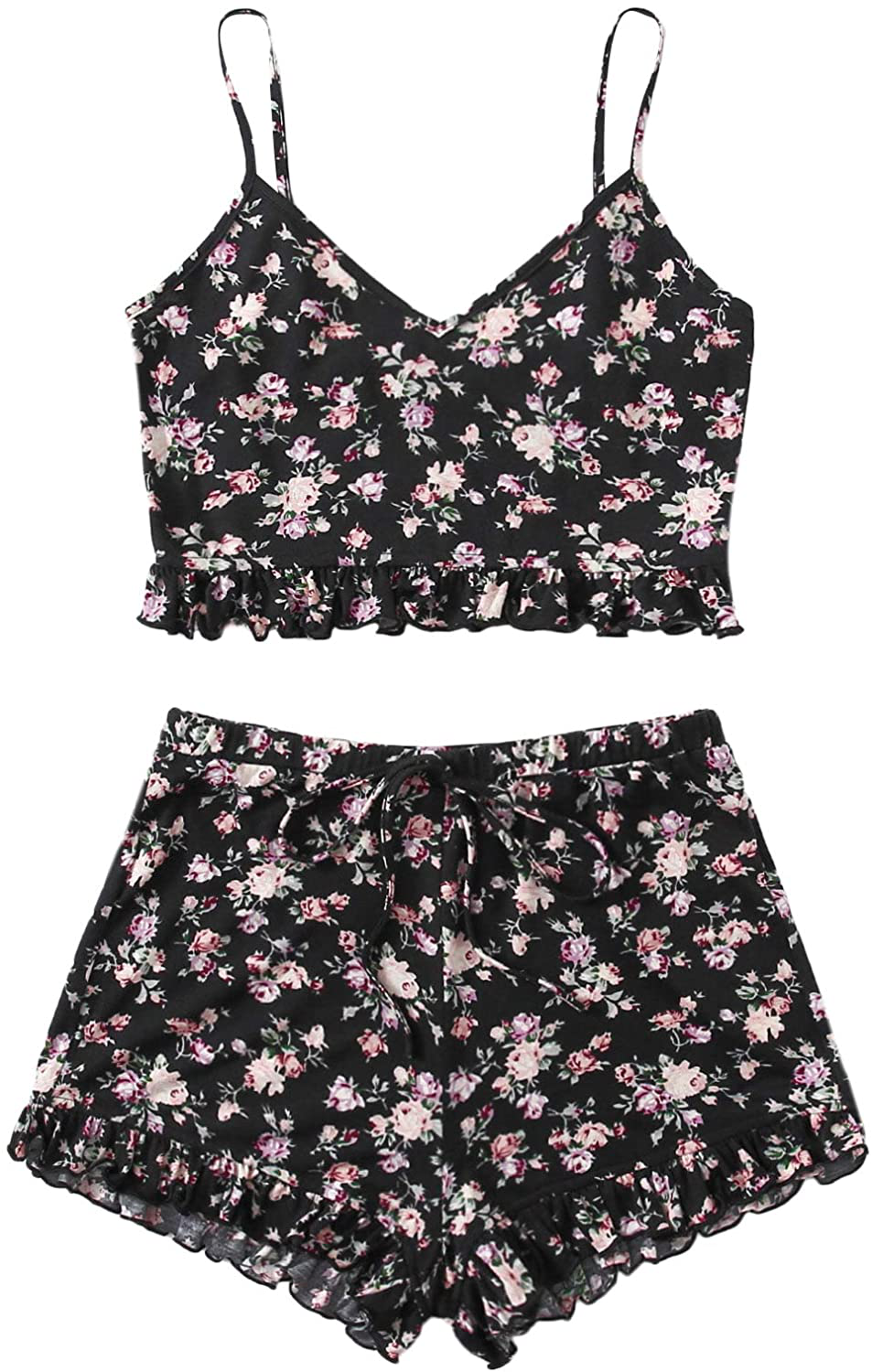 Shein Women'S Summer Floral Print Cami Top and Shorts Pajamas Set Apparel & Accessories > Clothing > Sleepwear & Loungewear Kylie Max   