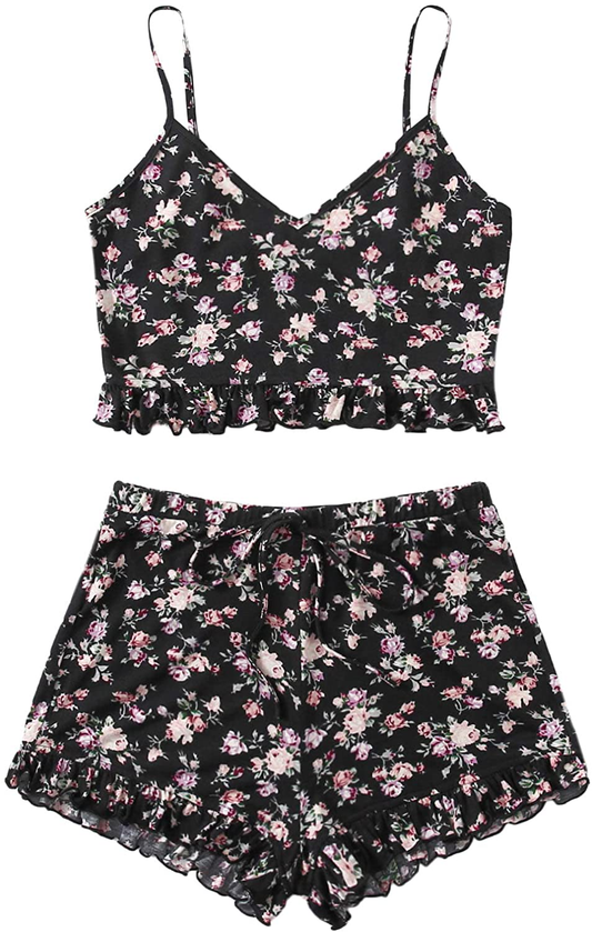 Shein Women'S Summer Floral Print Cami Top and Shorts Pajamas Set Apparel & Accessories > Clothing > Sleepwear & Loungewear Kylie Max   