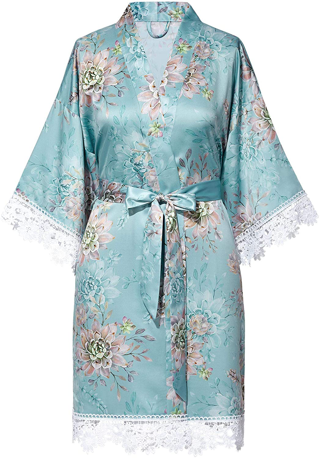 SIORO Women'S Satin Robe Lace Silk Kimono Robes Short for Bridesmaid Wedding Party Nightgown, Small~X-Large Apparel & Accessories > Clothing > Sleepwear & Loungewear > Robes KYLIE MAX   