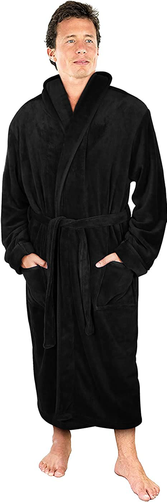 NY Threads Luxurious Mens Shawl Collar Fleece Bathrobe Spa Robe Apparel & Accessories > Clothing > Sleepwear & Loungewear > Robes Kylie Max   