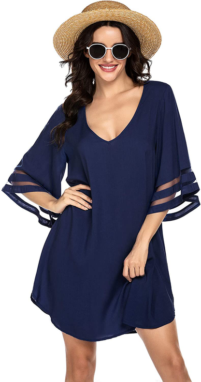 Ekouaer Women'S Swim Cover Ups for Beach Swimwear, Summer Casual Loose Sun Dress Apparel & Accessories > Clothing > Swimwear Kylie Max   