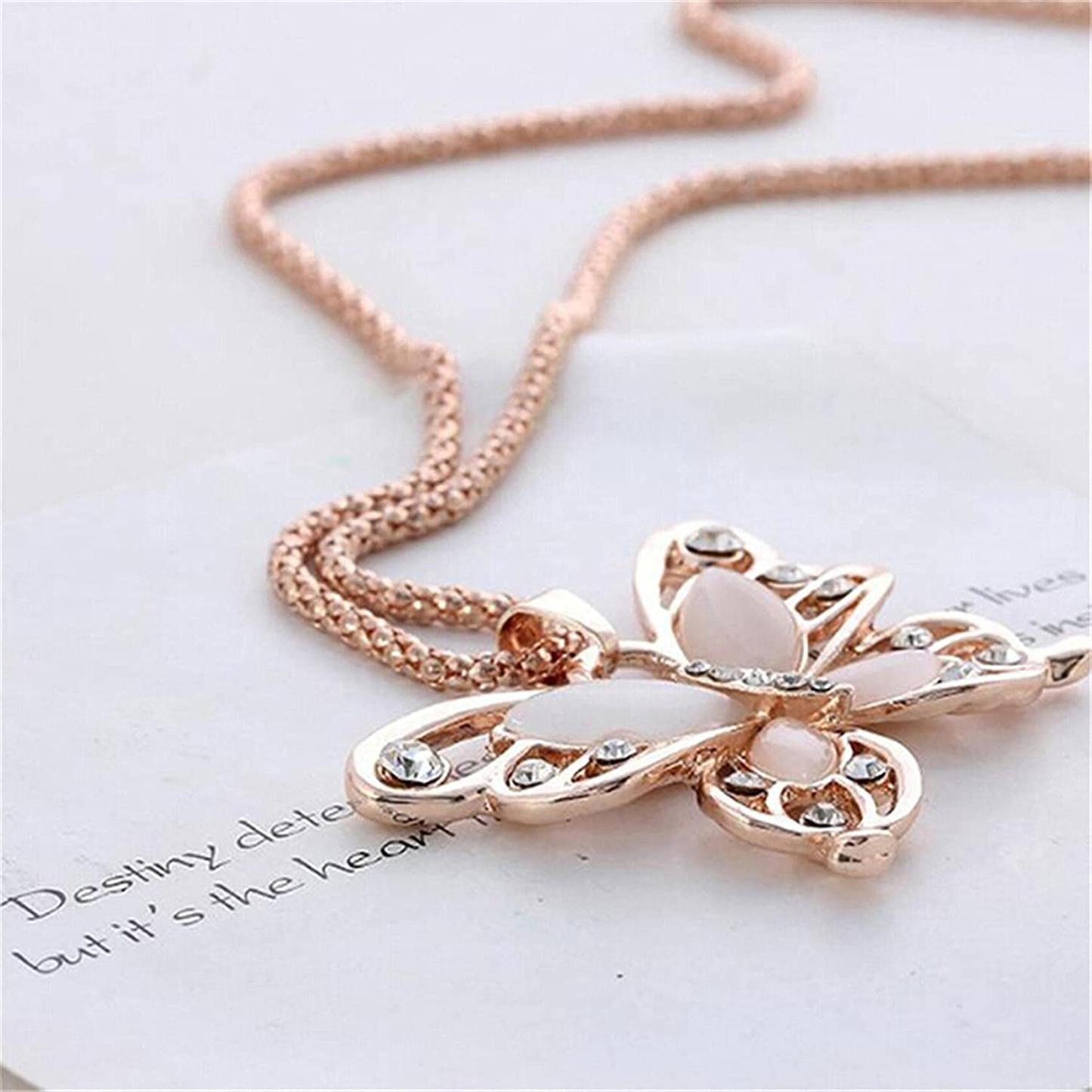 Sollarisy Butterfly Necklace Hollow Opal Chain Necklace Sweater Chain Women Necklace Alloy Necklace Dating Pendant Gifts for Women and Girls Arts & Entertainment > Party & Celebration > Gift Giving Generic   
