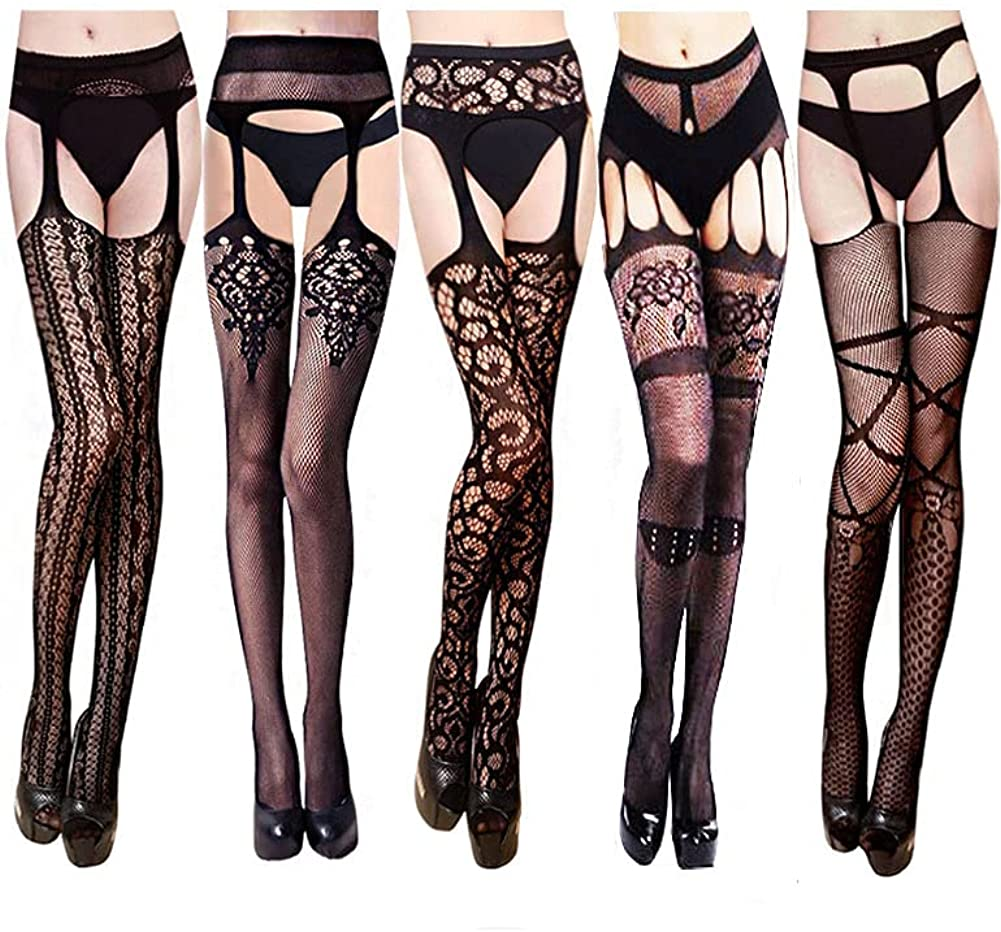 VERO MONTE Women Patterned Fishnets Tights Small Hole Thigh High Sexy Stockings Apparel & Accessories > Clothing > Underwear & Socks > Shapewear VERO MONTE Thigh High Classic Combo, Black, 5 Pairs 5 Styles ( Height: 5'5" - 5'11" / Weight: 100-180lbs ) 
