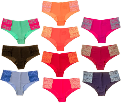 Pretty Sweet Basics Women’S Laser Cut Bikini Cheeky Hipster Panties, Pack of 10 Apparel & Accessories > Clothing > Underwear & Socks > Underwear Pretty Sweet Basics Pretty Sweet Intimates Assorted Vibrant Colors Medium 