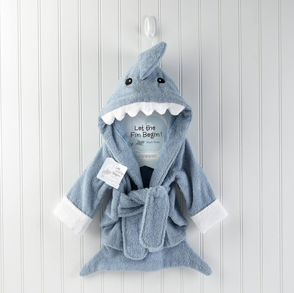 Baby Aspen "Let the Fin Begin" Blue Terry Shark Robe, Blue, 0-9 Months Apparel & Accessories > Clothing > Sleepwear & Loungewear > Robes Kylie Max   