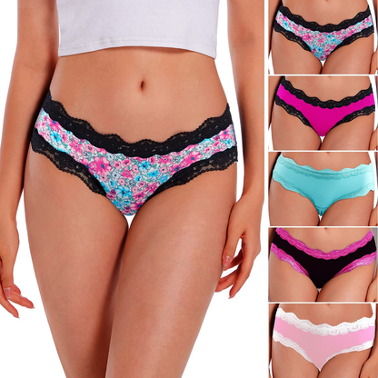 VEENXTHA Womens Underwear Hipster Panties 5 Pack Smooth Stretch Microfiber Briefs Apparel & Accessories > Clothing > Underwear & Socks > Underwear VEENXTHA Assorted of Color U Large 