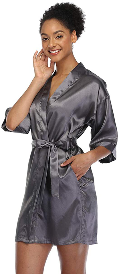 Short Silky Robe for Women Bridal Lightweight Sleepwear Satin Kimono Bathrobe Apparel & Accessories > Clothing > Sleepwear & Loungewear > Robes Ferrendo   