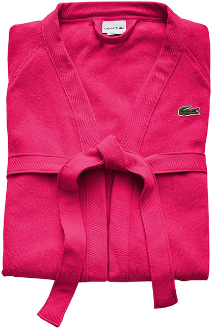 Lacoste Classic Pique 100% Cotton Bath Robe, One Size, Magenta Apparel & Accessories > Clothing > Sleepwear & Loungewear > Robes Lacoste Magenta  