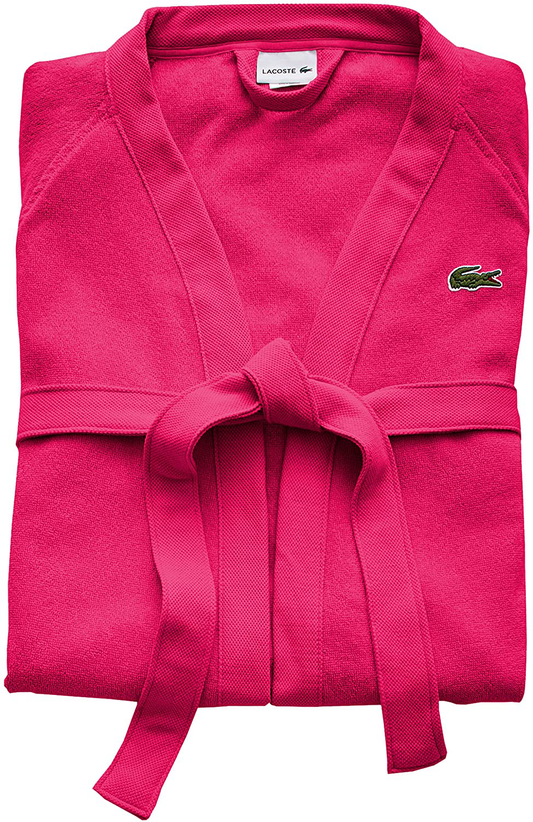 Lacoste Classic Pique 100% Cotton Bath Robe, One Size, Magenta Apparel & Accessories > Clothing > Sleepwear & Loungewear > Robes Lacoste Magenta  