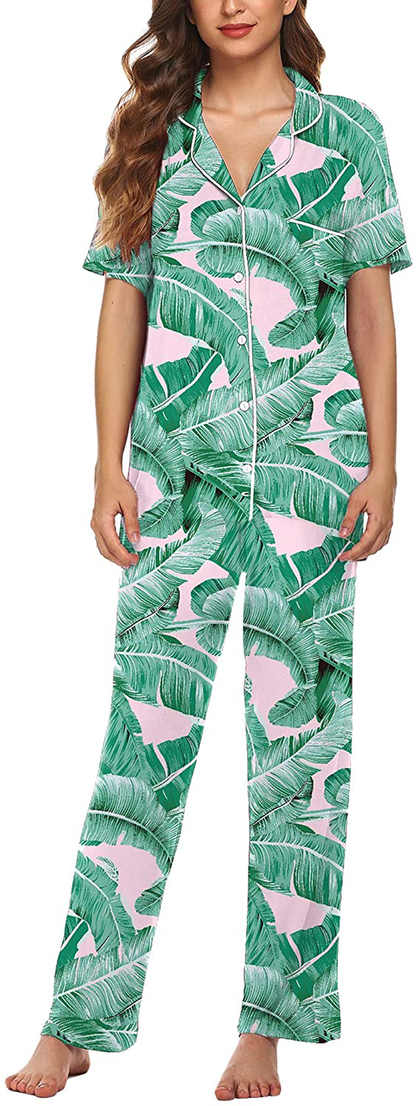 Avidlove Women Pajamas Set Notch Collar Soft Sleepwear Pjs Short Sleeve Button Down Nightwear with Long Pants Apparel & Accessories > Clothing > Sleepwear & Loungewear > Pajamas Avidlove   