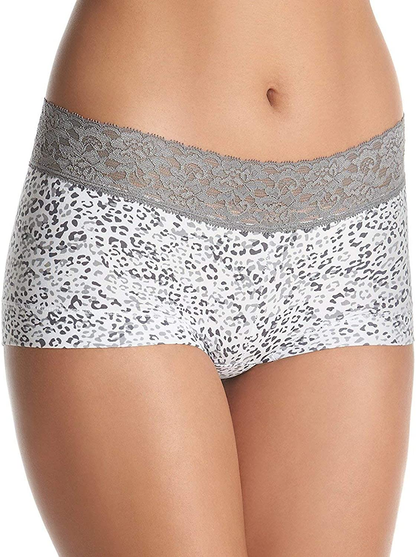 Maidenform Women'S Dream Cotton with Lace Boyshort Apparel & Accessories > Clothing > Underwear & Socks > Underwear Maidenform Grey Daze/Steel Grey 9 