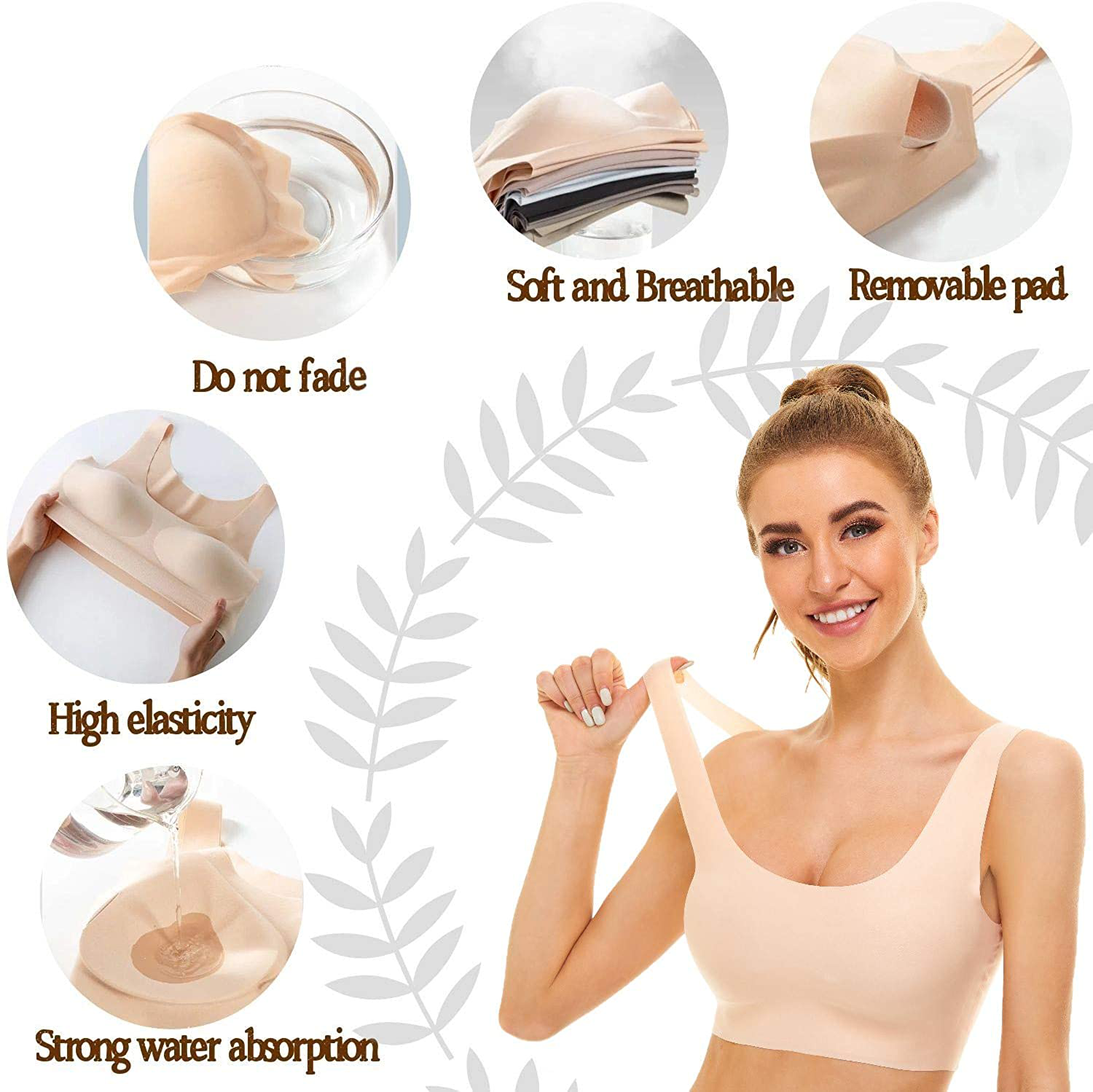 UOTJCNR Women'S Seamless Wireless Invisible Bra Comfy Sleep Bras Thin Soft Daily Bras for Yoga Sport Apparel & Accessories > Clothing > Underwear & Socks > Bras Kylie Max   