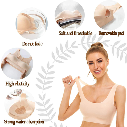 UOTJCNR Women'S Seamless Wireless Invisible Bra Comfy Sleep Bras Thin Soft Daily Bras for Yoga Sport Apparel & Accessories > Clothing > Underwear & Socks > Bras Kylie Max   