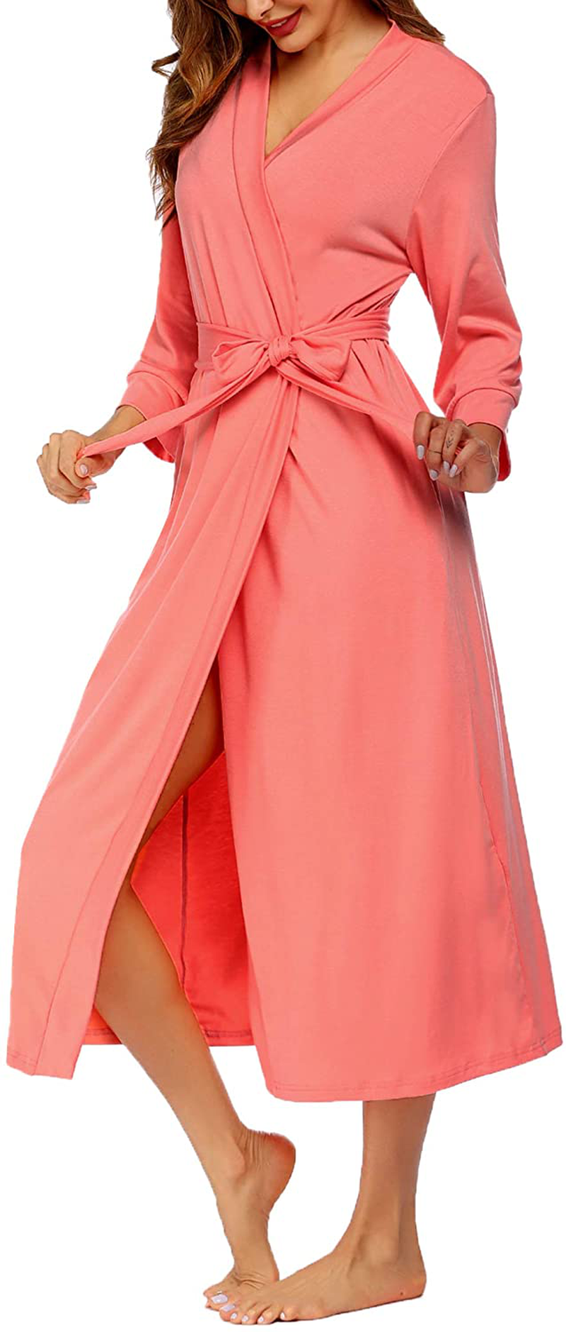 MAXMODA Women Kimono Robes Long Knit Bathrobe Soft Robe Casual Ladies Loungewear S-3XL Apparel & Accessories > Clothing > Sleepwear & Loungewear > Robes Kylie Max   
