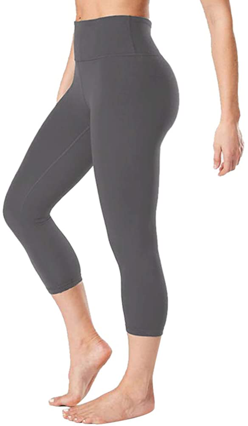 GAYHAY High Waisted Capri Leggings for Women - Soft Slim Tummy Control - Exercise Pants for Running Cycling Yoga Workout Apparel & Accessories > Clothing > Activewear Gayhay Grey Small-Medium 