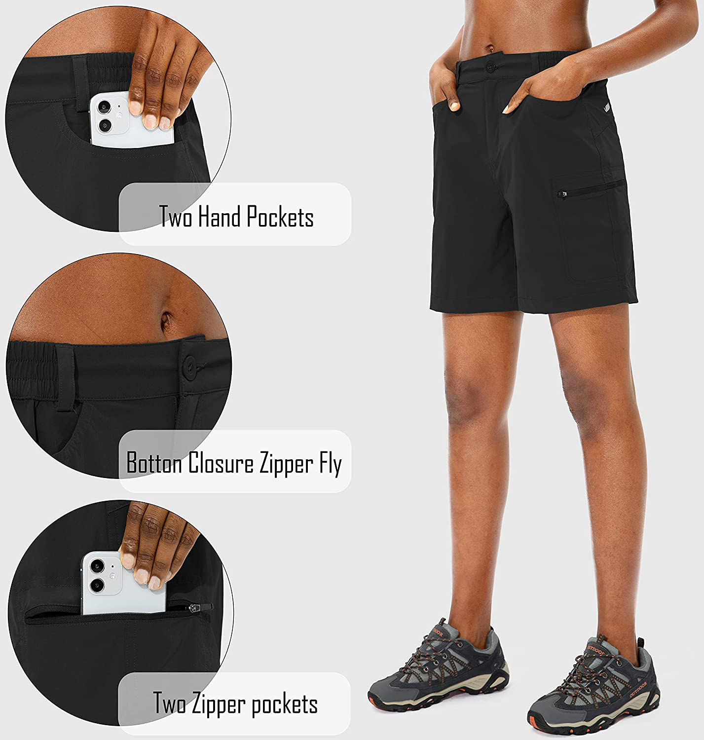 Viodia Women'S Hiking Cargo Shorts Quick Dry Stretch Lightweight Camping Shorts for Women with Zipper Pockets Apparel & Accessories > Clothing > Shorts Kylie Max   