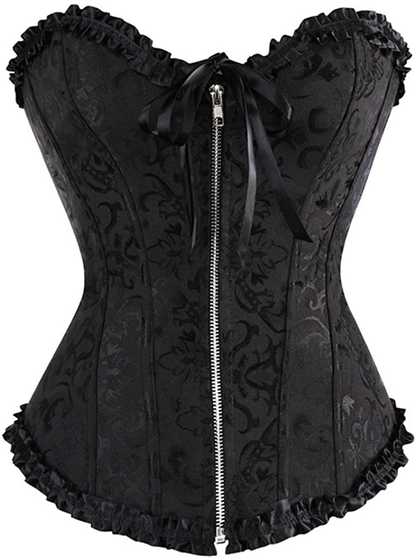 Corset Top Bustier Women'S Overbust Satin Floral Lace up Trim plus Size Bodyshaper Apparel & Accessories > Clothing > Underwear & Socks > Lingerie jutrisujo Black 2550 XX-Large 