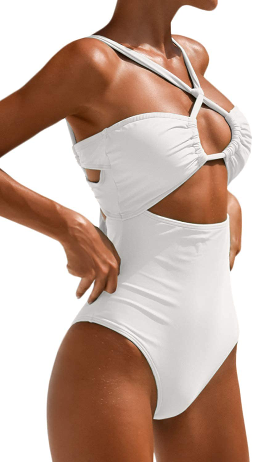 Ioiom Women'S Sexy Front Cross One Piece Swimsuits High Waisted Tummy Control Bathing Suits Apparel & Accessories > Clothing > Swimwear Kylie Max   